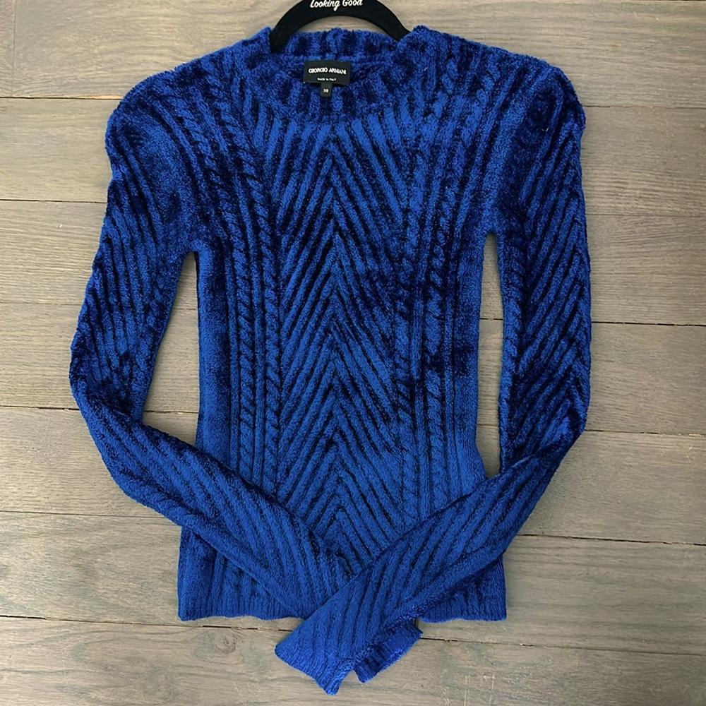 Giorgio Armani Chenille Blue Sweater sz 38 (fits xs-s)
